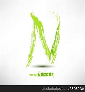 Vector illustration drawn by hand letter. Grunge green grass wave.