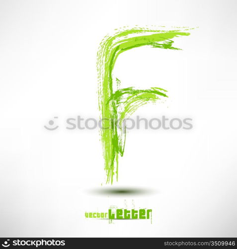 Vector illustration drawn by hand letter. Grunge green grass wave.