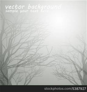 Vector illustration Dried trees in the winter