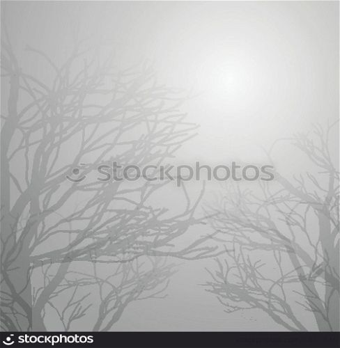Vector illustration Dried trees in the winter