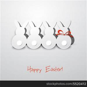 Vector illustration Easter card with paper bunny. EPS 10