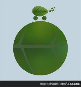 Vector illustration Ecology concept green leaf car and globe
