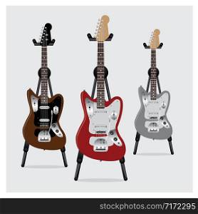 Vector Illustration Electric Guitar set with Stand
