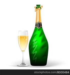 Vector illustration (eps 10) of Champagne bottle and glass
