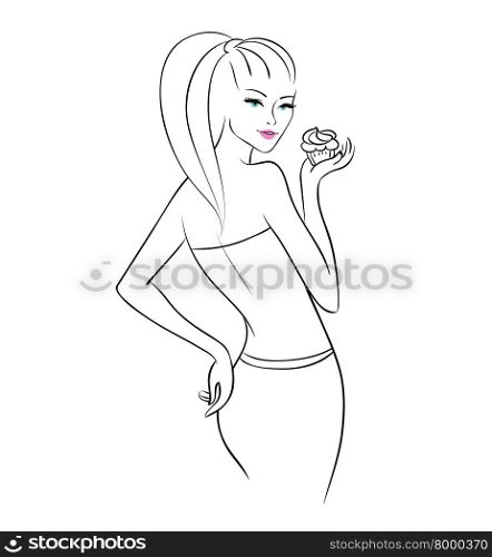 Vector illustration (eps 10) of Girl with cupcake