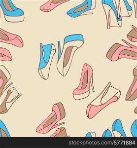 Vector illustration. Fashion background with feminine shoe.. Vector illustration. Fashion background with feminine shoe