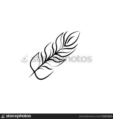 Vector illustration, feather icon. Flat design template