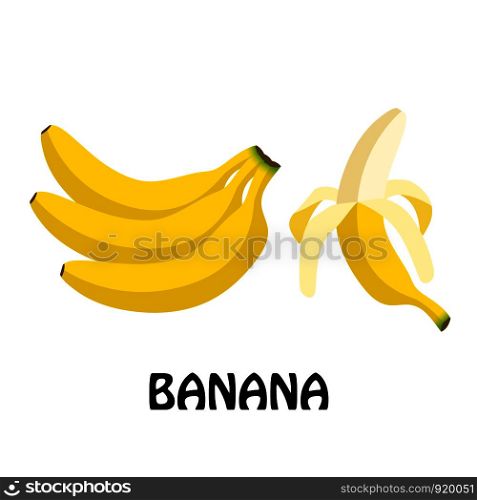 Vector Illustration Flat Banana isolated on white background , minimal style , Raw materials fresh fruit