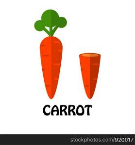 Vector Illustration Flat Carrot isolated on white background , Raw materials fresh vegetable
