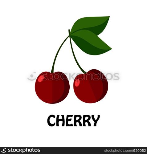 Vector Illustration Flat Cherry isolated on white background , minimal style , Raw materials fresh fruit