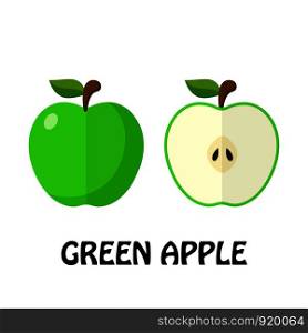 Vector Illustration Flat Green Apple isolated on white background , minimal style , Raw materials fresh fruit