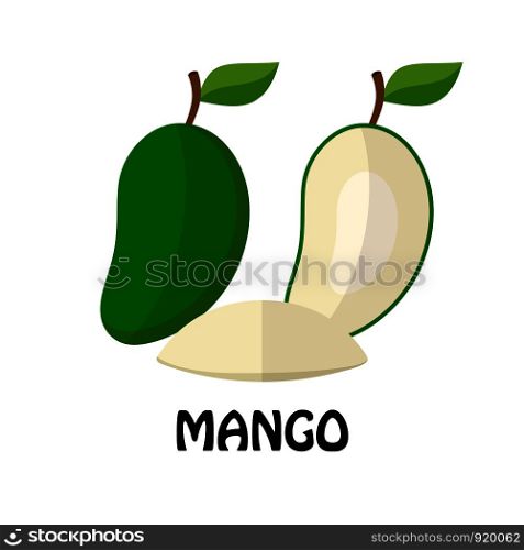 Vector Illustration Flat Green Mango isolated on white background , minimal style , Raw materials fresh fruit