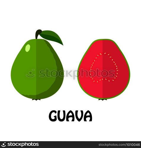Vector Illustration Flat Guava isolated on white background , minimal style , Raw materials fresh fruit