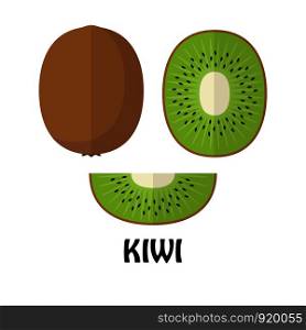 Vector Illustration Flat Kiwi isolated on white background , minimal style , Raw materials fresh fruit