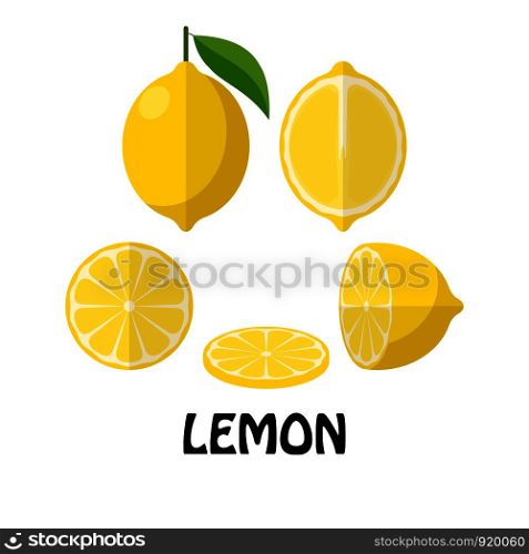 Vector Illustration Flat Lemon isolated on white background , minimal style , Raw materials fresh fruit