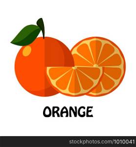Vector Illustration Flat Orange isolated on white background , minimal style , Raw materials fresh fruit