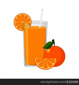 Vector Illustration Flat Orange Juice isolated on white background , Juice for Health , Refreshing enjoy the summer , minimal style , Raw materials fresh fruit