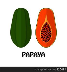 Vector Illustration Flat Papaya isolated on white background , minimal style , Raw materials fresh fruit