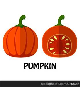 Vector Illustration Flat Pumpkin isolated on white background , Raw materials fresh vegetable