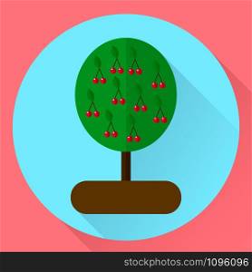 vector illustration. flat round icon cherry tree. vector illustration. flat icon cherry tree