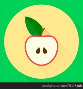 vector illustration. flat round icon half apple. vector illustration. flat icon half apple