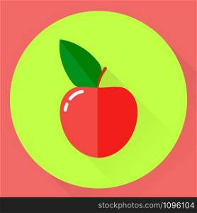vector illustration. flat round icon of a red apple. vector illustration. flat icon of a red apple