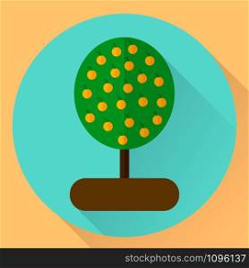 vector illustration. flat round icon orange tree. vector illustration. flat icon orange tree