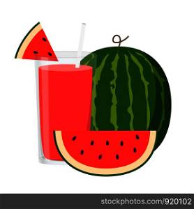 Vector Illustration Flat Watermelon Juice isolated on white background , Juice for Health , Refreshing enjoy the summer , minimal style , Raw materials fresh fruit