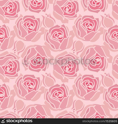 Vector Illustration flower. Seamless pattern with pink rose. Nature background. Seamless pattern with rose