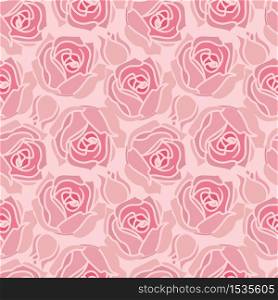 Vector Illustration flower. Seamless pattern with pink rose. Nature background. Seamless pattern with rose