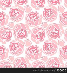 Vector Illustration flower. Seamless pattern with pink rose. Nature background. Seamless pattern with rose