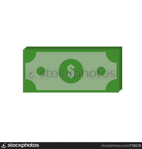 Vector illustration for few banknotes of dollars. Salary payment. Cash symbol. financial success. Flat design. EPS 10.