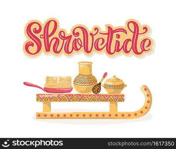 Vector illustration for the traditional festival Shrovetide. Hand-drawn lettering for cards, banners, posters and any type of artwork for holiday Carnival.