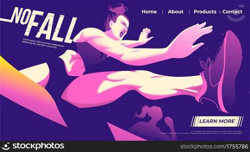 Vector illustration for ui or a landing page of hurdle running of the female athletes is jumping across the hurdle with determination in the game.