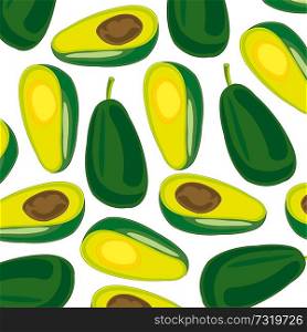 Vector illustration fruit exotic fruit avocado decorative pattern. Fruit avocado pattern on white background is insulated