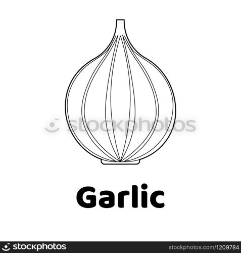 Vector illustration. Game for children. Vegetable. Coloring page Garlic