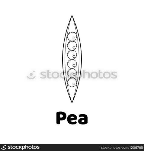 Vector illustration. Game for children. Vegetable. Coloring page Pea