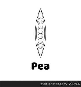 Vector illustration. Game for children. Vegetable. Coloring page Pea