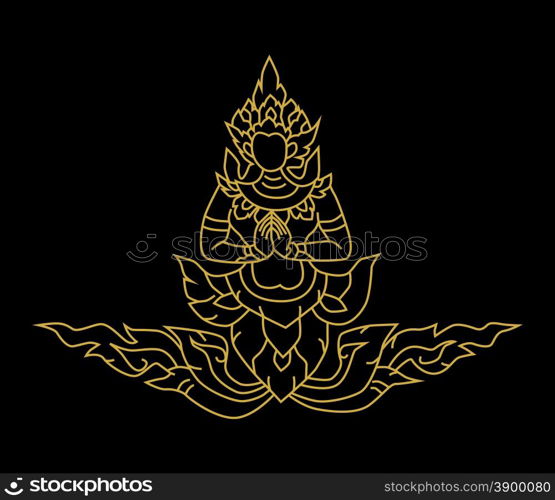 Vector illustration gold angel Thai art