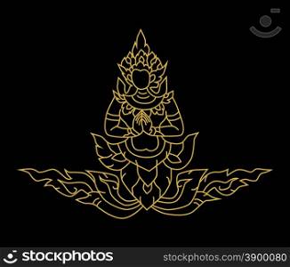 Vector illustration gold angel Thai art
