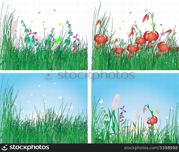 Vector illustration grass backgrounds set for design use