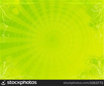 Vector illustration - green abstract background made of floral elements and gradients