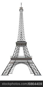 Vector illustration grey and black Eiffel tower isolated on white background