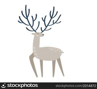 Vector illustration hand drawn doodle deer. linear minimalistic Christmas animal in scandinavian style. For nursery baby t-shirt, kids apparel, invitation. Simple child design.. Vector illustration hand drawn doodle deer. linear minimalistic Christmas animal in scandinavian style. For nursery baby t-shirt, kids apparel, invitation. Simple child design