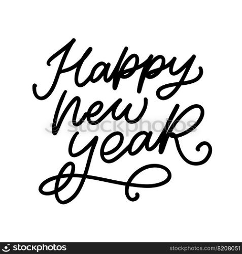 Vector illustration. Handwritten calligraphic brush lettering composition of Happy New Year 2023. Vector illustration. Handwritten calligraphic brush lettering composition of Happy New Year 2023 on white background.