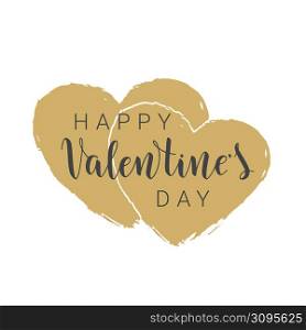 Vector illustration. Handwritten lettering of Happy Valentines Day. Objects isolated on white background.. Handwritten lettering of Happy Valentines Day