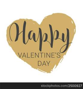 Vector illustration. Handwritten lettering of Happy Valentines Day. Template for Greeting Card. Objects isolated on white background.. Handwritten lettering of Happy Valentines Day. Vector illustration.