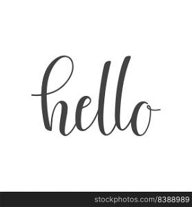 Vector illustration. Handwritten lettering of Hello. Objects isolated on white background.. Handwritten lettering of Hello