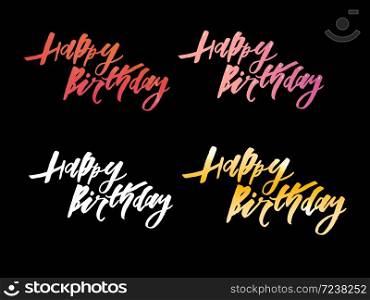 Vector illustration: Handwritten modern brush lettering of Happy Birthday on white background. Typography design.. Vector illustration: Handwritten modern brush lettering of Happy Birthday on white background. Typography design. Greetings card.