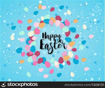 Vector illustration Happy Easter background. Top view of easter eggs. Greeting cards and decoration for Easter. Happy Easter background.